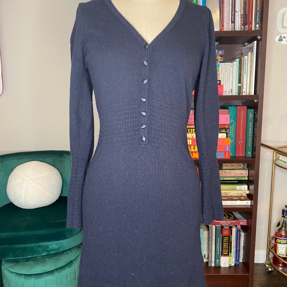 Rouje Paris Wool Cashmere Navy Mini Dress XS S 34